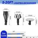 28FT Reach Light Bulb 5-20FT Telescopic Extension Pole Light Bulb Changer for High Ceilings with Feather Duster, Baskets and Suction Cups for Recessed Lights and High Ceilings