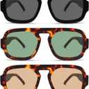 YDAOWKN Retro Square Aviator Sunglasses for Women Men Trendy Flat Top Sun Glasses UV Protection Vintage Shades