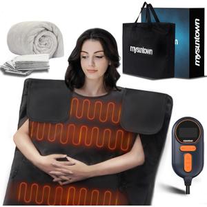 mysuntown Infrared Sauna Blanket Detoxify Bodies and Weight Benefit Personal Body Health at Home Portable Sauna Blanket for Home with Red Light Therapy 6.23ft x 2.95ft 86-158 20-60 Minutes Timer
