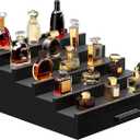 Wooden Cologne Organizer for Men 5 Tier of Perfume Display Holder of Drawer & 2 Hidden Compartments Larger Storage Space Mens Perfume Organizer Shelf Stand,Gift for Man (5T-Black)