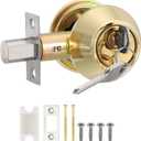 PATIKIL Keyed Alike Double Cylinder Deadbolts, Keyed Entry Door Knob Anti-Theft Exterior Door Hardware for Front Door and Entrance Door, Gold