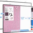 ARCOBIS Dry Erase Linen Board, 12"X16" Small Cork Board White Board Combination, Double-Sided Magnetic Bulletin Board for Wall, Vision Board for Home, Office, School, Pink