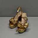 DREAM PAIRS Women's Chunky Platform Heels Sandals Pleated Bow Knot Ankle Buckle Strap Heeled Sandals Open Toe Comfortable Wedding Party Dress Shoes (6.5, Gold)