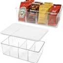 2 Pack Sauce Packet Organizer, Storage Box for Ketchup Packets, Hot Sauce Packets, and Condiment Packets, Made of Clear Plastic, Suitable for Kitchen Storage, Refrigerator Storage, One Lid Included