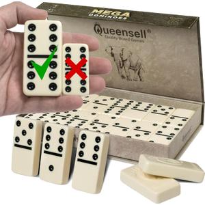 Mega Large 3" Dominoes Set for Adults and Kids  Dominoes Double 6 Classic Board Games  Double Six Domino Set with 28 Tiles and Gift Case, Juegos de Mesa (MEGA)