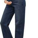 fitglam Women's Maternity Jeans Straight Leg Relaxed Fit Over Belly Pregnancy Denim Work Pants Maternity Clothes with Pockets (Large, 05 Vintage)