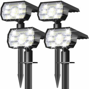 NYMPHY Solar Lights Outdoor Waterproof IP68, 56 LED 3 Lighting Modes Solar Powered Garden Yard Spot Solar Lights for Outside Landscape- 4 Pack (Cool White)