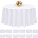 12 Pack White Round Tablecloth 120 Inch - Polyester Table Cloth for Round Table, Premium Circle Tablecloth Table Linens Washable Fabric Bulk Table Cover for Wedding Party Banquet Restaurant Reception