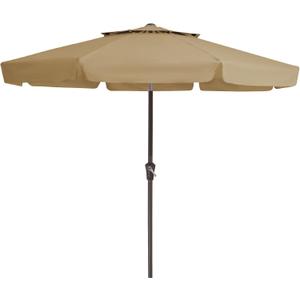 JEAREY 9' 2-Tiers Patio Umbrellas Outdoor Market Table Umbrella w/Push Button Tilt/Crank, 8 Sturdy Ribs, UV Protection Waterproof Sunproof(Sand)