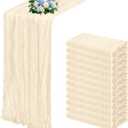 12 Pack Ivory Cheesecloth Table Runner 17x108 Inch Semi Sheer Boho Gauze Cheese Cloth Fabric Table Runners, for Wedding Party Baby Shower Birthday Home Decor Garden Farmhouse
