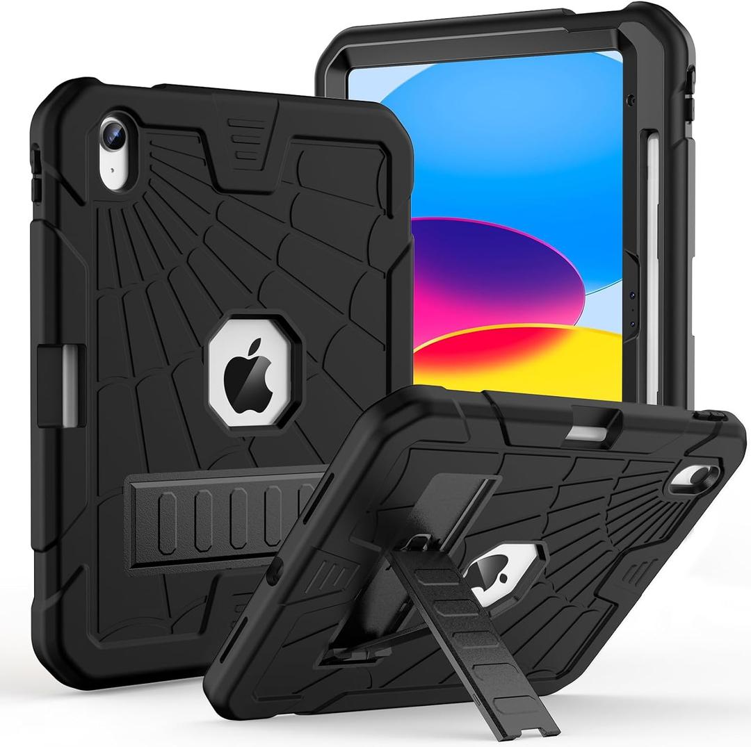 Sibeitu for iPad A16 Case 11th Generation 11 Inch 2025 / iPad 10th Generation Case 10.9 Inch 2022, Rugged Heavy Duty Military Grade Protective Cover Built-in Pencil Holder for i Pad 11/10 Gen, Black