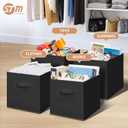STORAGE MANIAC Storage Cubes, 11 Inch Durable 6 Pack Fabric Foldable Collapsible Bins with Handles for Organization, Closet, Shelves, Offices, Toys, Black