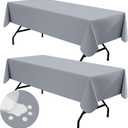 homing 2 Pack Rectangle Vinyl Tablecloth, Waterproof Spillproof Plastic Flannel Backed Table Cloth, Wipe Clean Table Cover for Dining, Buffet Parties and Camping (Grey, 60" x 84")