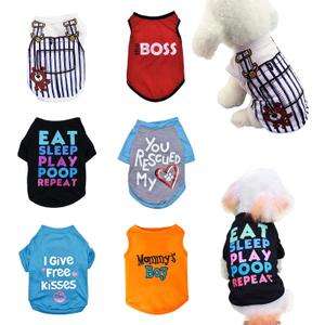 6 Pack Dog Clothes for Small Dogs Boy, Soft and Breathable Puppy Kitten Dog Shirts with Letters for Pet Cats, Summer Dogs' T-Shirts Apparel Sleeveless Vests for Chihuahua Yorkies (Boy, M)