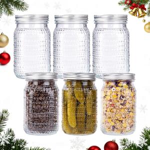 LUODA MirthMood 32 OZ Wide Mouth Mason Jars, 6 PACK Glass Mason Jars with airtight Lids, Quart mason jars wide mouth for Preserving, Meal Prep, Overnight Oats, Sauces, Honey, Jam, Yogurt or Jar Decor