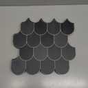 SUNWINGS Fish Scale Peel and Stick Backsplash Tile 11.4''x10.9 3D Scallop Handmade Looks Self Adhesive Wall Tiles for Kitchen Bathroom, Black 10-Sheet