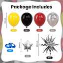 Race Car Balloons Black Red Yellow Silver 12 Inch 58pcs Checkered Star Foil Balloons Decorations for Car Theme Party for Boys Men Kids Two Fast Baby Shower Supplies, 1x2x3 inches