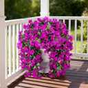 Faux Bougainvillea Artificial Flowers Plants for Outdoors Outside Decoration, 2 pcs Purple Fake Flowers UV Resistant Look Real Silk Long Trailing Vines for Front Door Porch Planter Urn Patio Garden