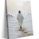 Jesus Walking On Water Canvas Wall Art Jesus Walking On Water Back Wall Decor Picturemodern Christian Bible Stories Poster Print Painting for Christian Home Decoration Prepare To Hang