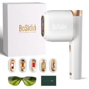 Laser Hair Removal, BoSidin IPL Hair Removal with Painless Ice-Cooling, 2-in-1 Face SR Rejuvenation, 6+1 Modes, 6 Levels Hair Removal for Women Permanent, Laser Hair Removal Kit with Shaver, Goggles (White)