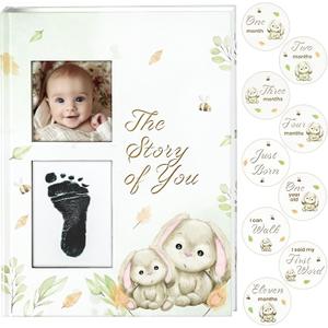 Baby Memory Book, modern for boy or girl, includes 15 stickers, Keepsake Memory Book, minimalist milestone journal from birth to age 5, Baby Book to record special moments, Baby Books