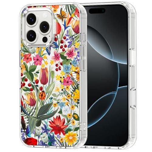 MOSNOVO for iPhone 16 Pro Max Case | Military Grade 6.6ft Drop Tested | Clear with in The Garden Design