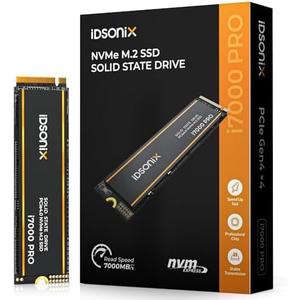 iDsonix M.2 SSD 4TB, PCIe Gen4X4, NVMe SSD M.2 2280, Speeds Up to 7000 MB/s, Internal Gaming Solid State Drive with 3D NAND Flash & Heatsink for PS5, PC, Laptop and Desktop