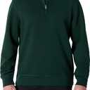 Amazon Essentials Men's Active Sweat Relaxed-Fit Quarter Zip Pullover Sweatshirt, Dark Green, Medium