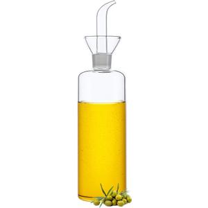 HAIZEEN 17oz/500ml Clear Glass Olive Oil Dispenser Bottle - Oil and Vinegar Cruet with Non Drip Pourers and NO Funnel Needed - Olive Oil Carafe Decanter for Kitchen and BBQ