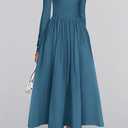 BTFBM Casual Long Sleeve Dresses Spring Dresses 2025 Wedding Guest Dress Midi Dress Flowy Bohemian Long Dress (Blue, Medium)