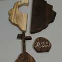 Empty Tomb Easter Scene and Cross Decorations, Wooden He Is Risen Easter Resurrection Nativity Scene Cross Jesus Tiered Tray for Christian Religious Home Table Mantel Shelf Office Farmhouse