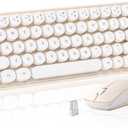 i68 Wireless Keyboard and Mouse Combo, Retro Typewriter Style Keyboard with Round Keycaps, 2.4GHz Connection with Computer PC Desktops Laptop WindowsxP/7/8/10 (Yellow)