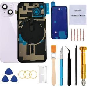 Rear Back Glass Replacement for iPhone 14 Plus 6.7-inches with Reparing Toolkit and All Necessary Parts (Purple)