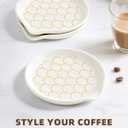 3 x FANGSUN Coffee Spoon Rest, 3.5 Inch Ceramic Spoon Holder, Dot