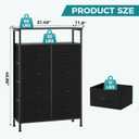 OLIXIS 8 Drawers Fabric Dresser, Raised Shelf Tall Chest of Drawers, Black, 31.5"D x 45.9"W x 11.8"H