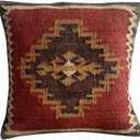 Indian Vintage Kilim Square Pillow Cover 18X18 Pillows Boho Ethnic Cushion Cover, Decorative Throw Pillows Cases (Jute Red Mix Color)