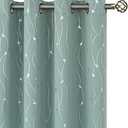 BGment Room Darkening Curtains 84 Inches Long, Grommet Thermal Insulated Blackout Curtains with Wave Line and Dots Printed for Bedroom, 2 Panels, Each 52 x 84 Inch, Frosty Green