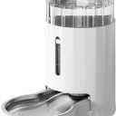 CZPET Dog Water Bowl Dispenser 7L, Wider Mouth & Upgraded Brush for Easy Cleaning Automatic Cat Gravity Refilling Waterer with Removable Stainless Steel Bowl, Large Drinking Area for Multi-Pet (White)