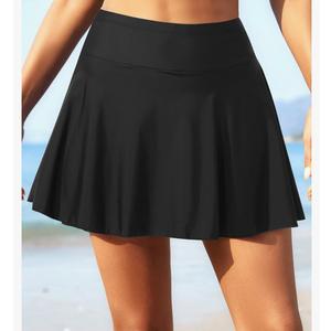 Tempt Me Women High Waisted Swim Skirt Tummy Control Swimsuit Bottom Bathing Suit Skirt with Panty, Black, XL