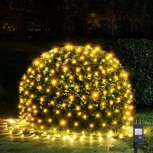 WBao Outdoor Christmas Lights, 360LED 11.5ft x 6.9ft Net Lights with 8 Modes, Timer, UL Certified, End to End Connectable, Waterproof for Lawn, Bushes, Trees Outdoor Christmas Decorations, Warm White