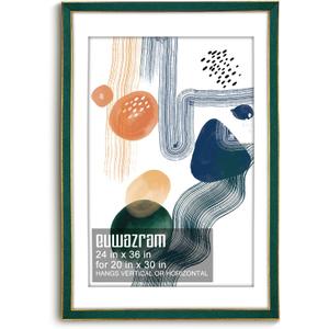 Suede 24x36 Frame - Single Frame, Christmas Elegant Green 24 x 36 Poster Frame with Mat for 20x30, 24x36 Picture Frames for Artwork, Puzzles, Photos and Movie Posters