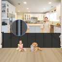 Reinforced 120 Inch Extra Long Retractable Dog Gates for Doorways Extra Wide Pet Gate Indoor 10 Ft Retractable Baby Gates for Dogs 33 Inch Tall Mesh Baby Gate Long with Reinforced Strips, Black
