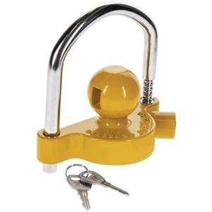 REESE Towpower 72783 Coupler Lock, Adjustable Storage Security, Heavy-Duty Steel, Yellow and Chrome ( Universal Fit)