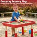 FUNLIO Sensory Table for Kids (35"x24"), Height Adjustable Rectangular Tuff Tray Sensory Table, Multi-Use as Water Table & Sand Table for Indoor & Outdoor, Easy 3-Min Assembly No Tools Needed - Red, Rectangle