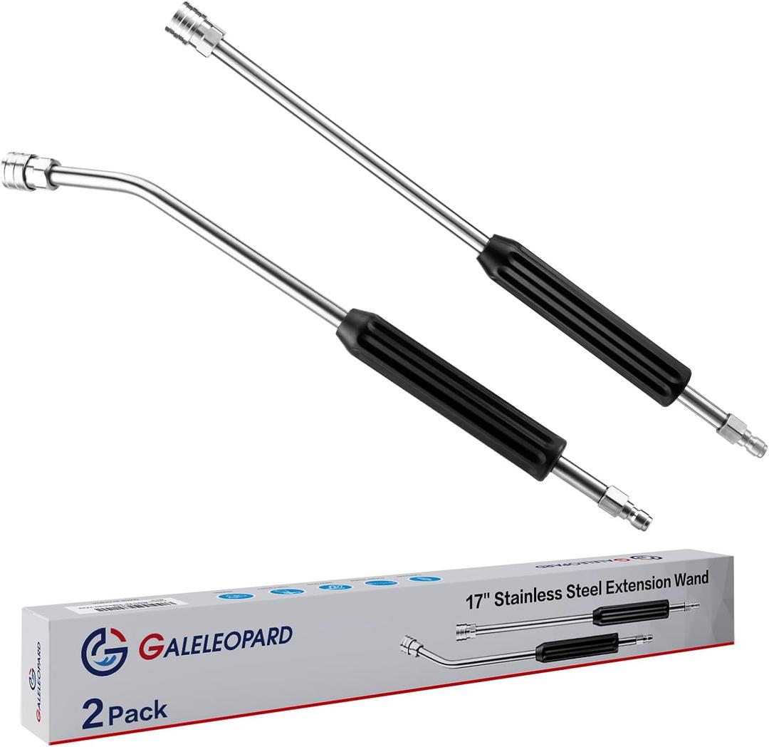 GALELEOPARD Pressure Washer Extension Wand, Short Pressure Washer Wand Replacement, Power Washer Wand Extension for Car Wash, Curved Angled and Straight Wand Replacement, 1/4" Quick Connect, 2 Pack