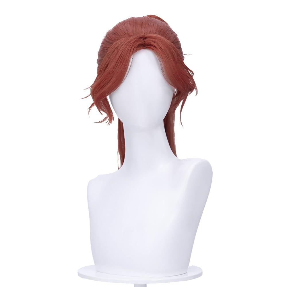 KIRA KIRA Anime Game Long Curly Red Wig 50cm Ponytail Cosplay Wig for Halloween Cosplay