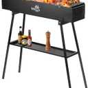 Charcoal Grills Commercial Quality Portable Multiple Size Hibachi BBQ Lamb Skewer Folded Camping Barbecue Grill for Backyard Party Picnic Travel Outdoor Cooking Use(31.6x7.1x5.1 inch), Black