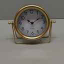 Vintage Golden Table Clock - Elegant Battery Operated Office, Living Room, and Bedroom Clock with Minimalist Design Gold Table Decor 22x19.5x5.5cm