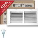 Fits 14x6 Duct Opening | Steel Return Air Filter Grille by Handua [Removable Door] for 1-inch Filters | Vent Cover Grill | White | HVAC Cold Air Intake Grille | Out Dim: 16 5/8"W X 8 5/8"H