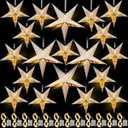Hortsun 20 Set Christmas Paper Star Shape Lantern 2 Size 17.7", 11.8" Christmas Hanging Ornaments Lights 3D Lampshade Hanging Decor with 20 LED Light for Xmas New Year (White)